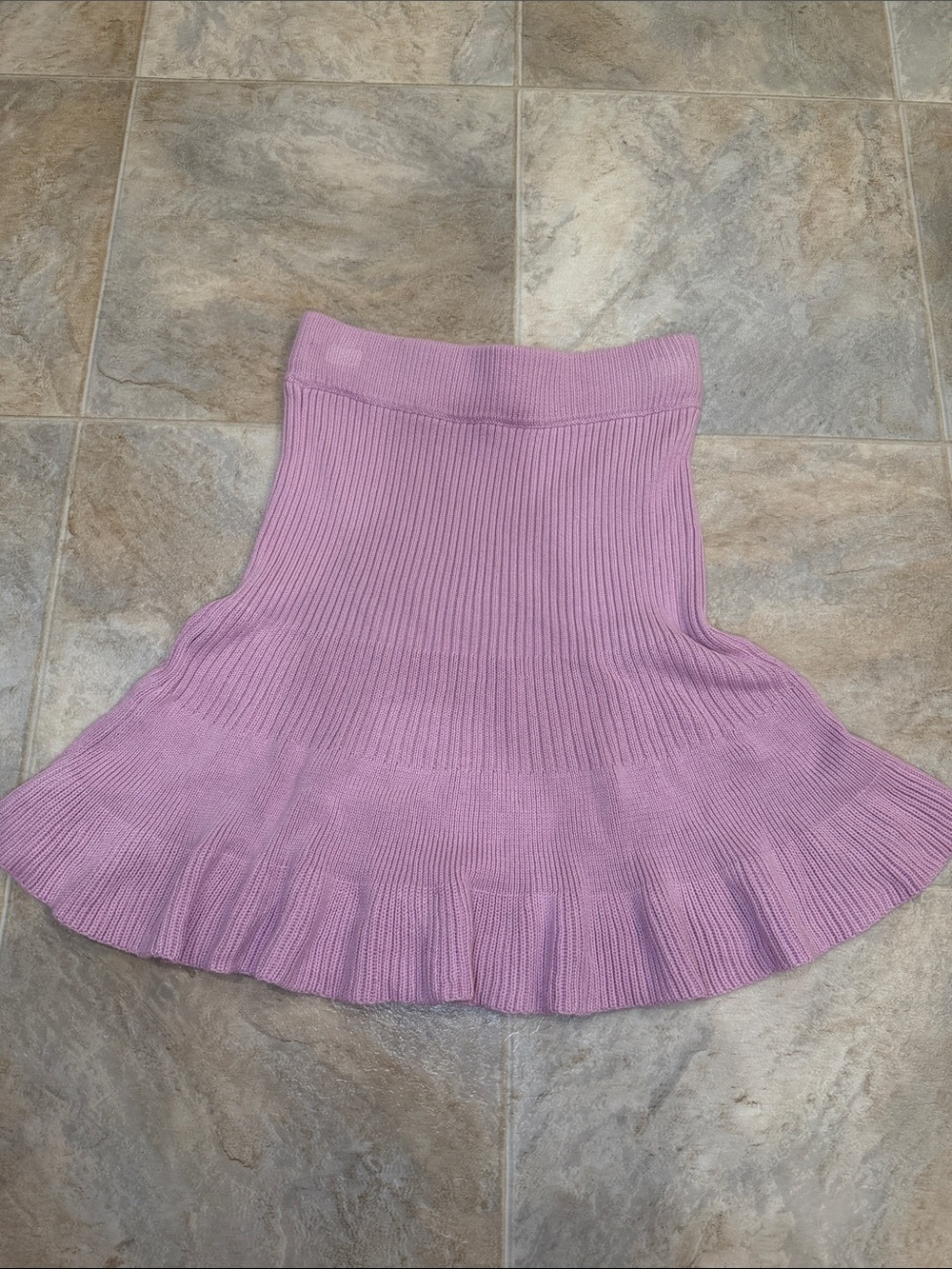 Free People Lavender Ribbed Knit Flounce Skirt
